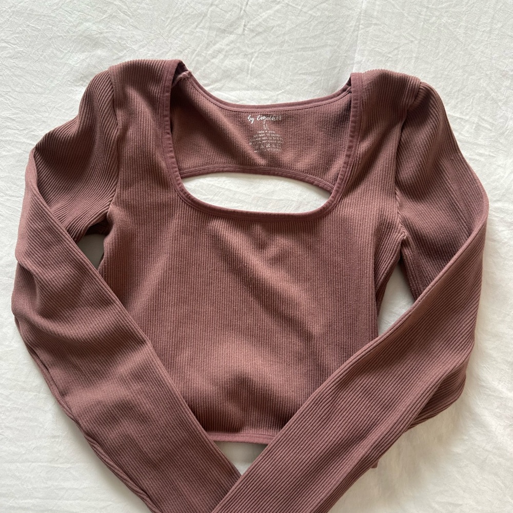 Together Mauve Ribbed Crop Top